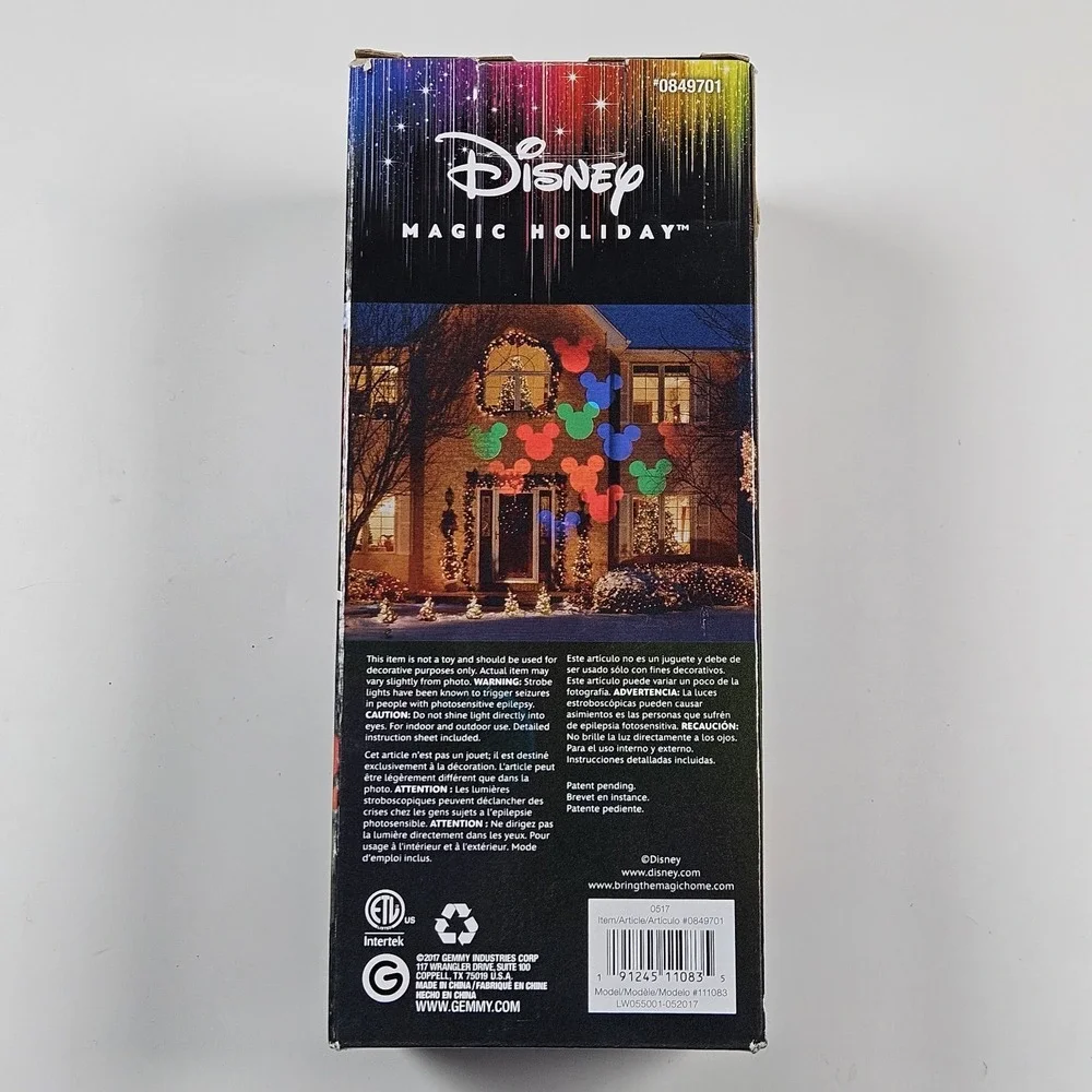 Disney Magic Holiday Mickey Mouse Fantastic Flurry Led Projection Spotlight 15Ft